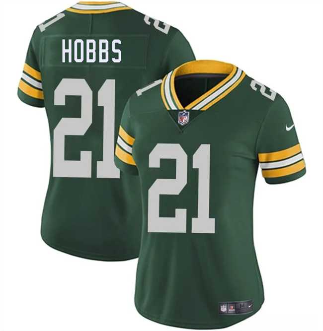 Women%27s Green Bay Packers #21 Nate Hobbs Green 2025 Vapor Untouchable Limited Stitched Jersey Dzhi